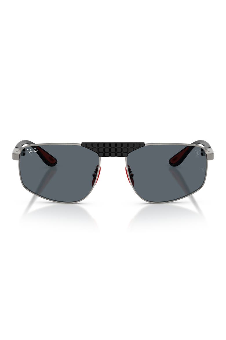 58mm Ferrari Irregular Sunglasses, Main, color, GUNEMTAL / BLUE