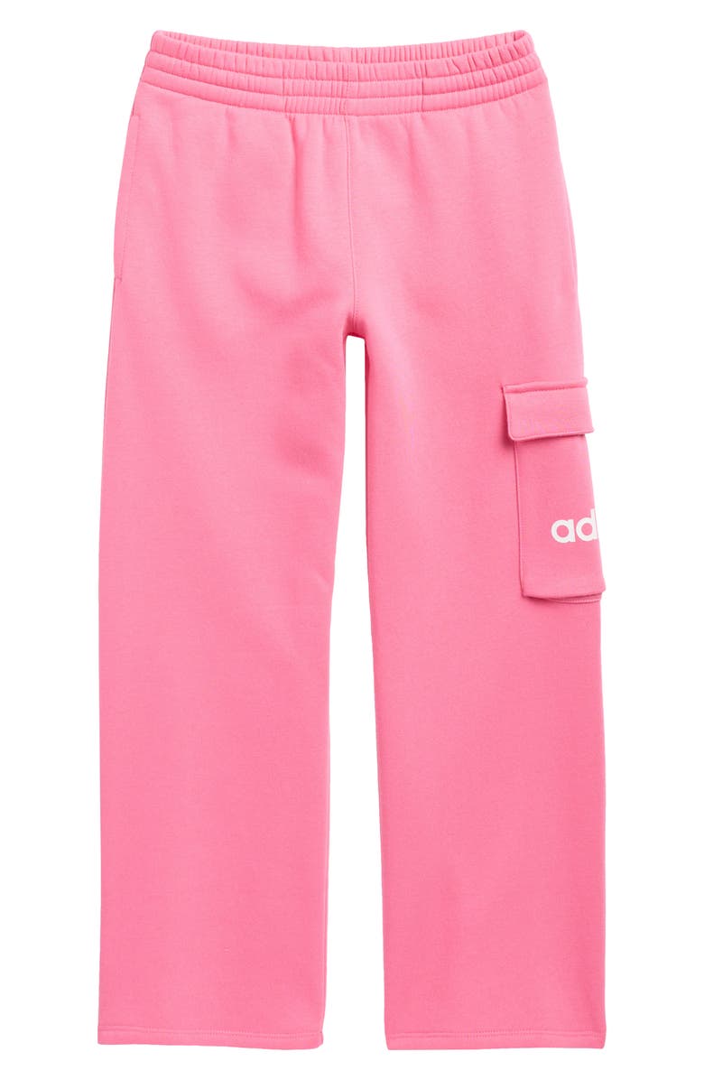 adidas Kids' Fleece Wide Leg Cargo Pants, Main, color, Pink Fusion
