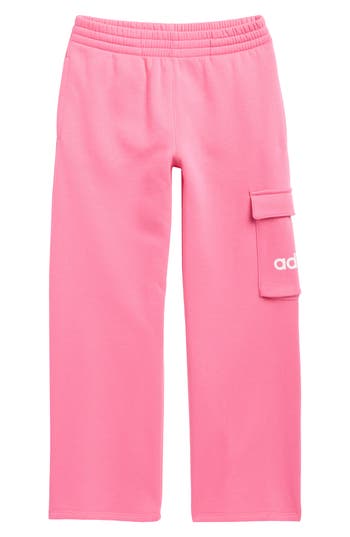 Adidas Originals Adidas Kids' Fleece Wide Leg Cargo Pants In Pink