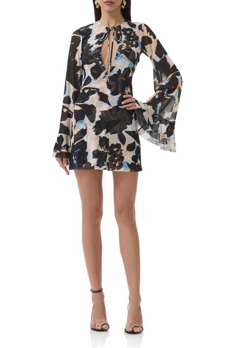 AFRM Kori Cutout Bell Sleeve Mesh Minidress