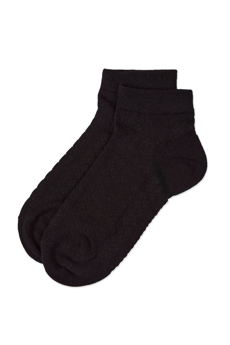 Rayon Blend Diamond Knit Patterned Ankle Sock, Alternate, color, Black