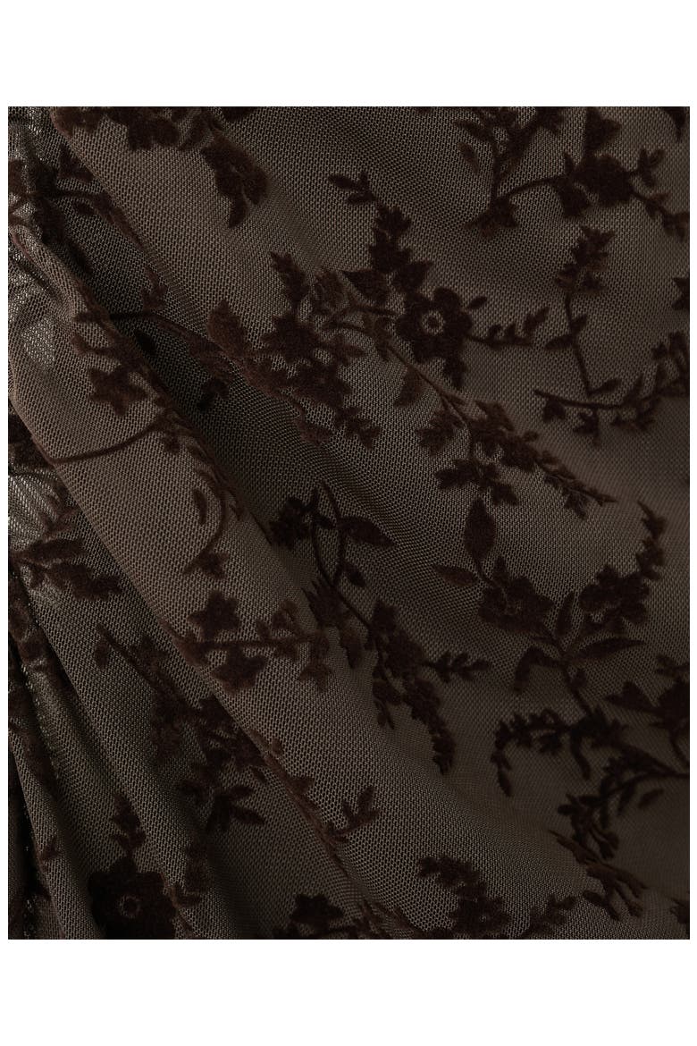 One-Shoulder Tie Neck Devoré Dress, Alternate, color, BROWN