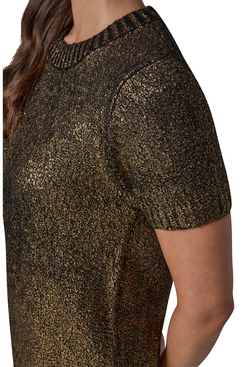 Foil Boucle Sweater, Alternate, color, BLACK/ GOLD