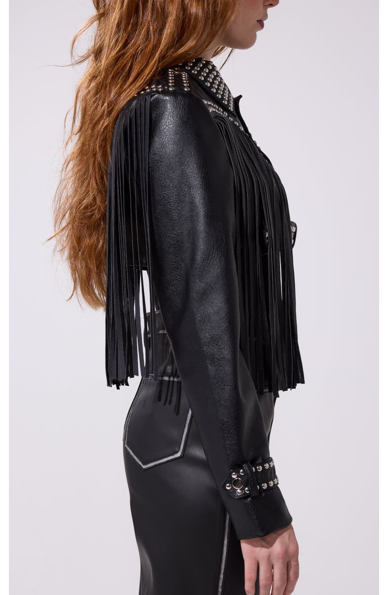 AZALEA WANG Oakly Fringe Jacket, Alternate, color, Black