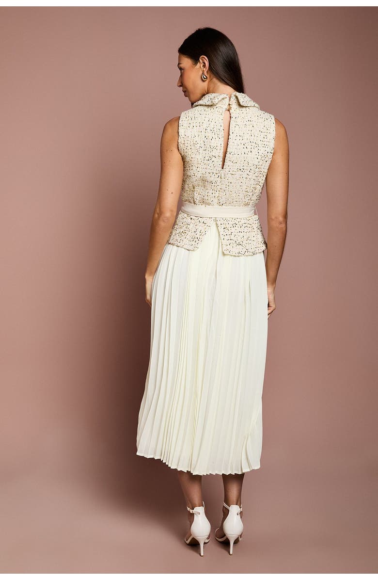 Coast Sleeveless Tweed Belted Midi Dress, Alternate, color, Ivory