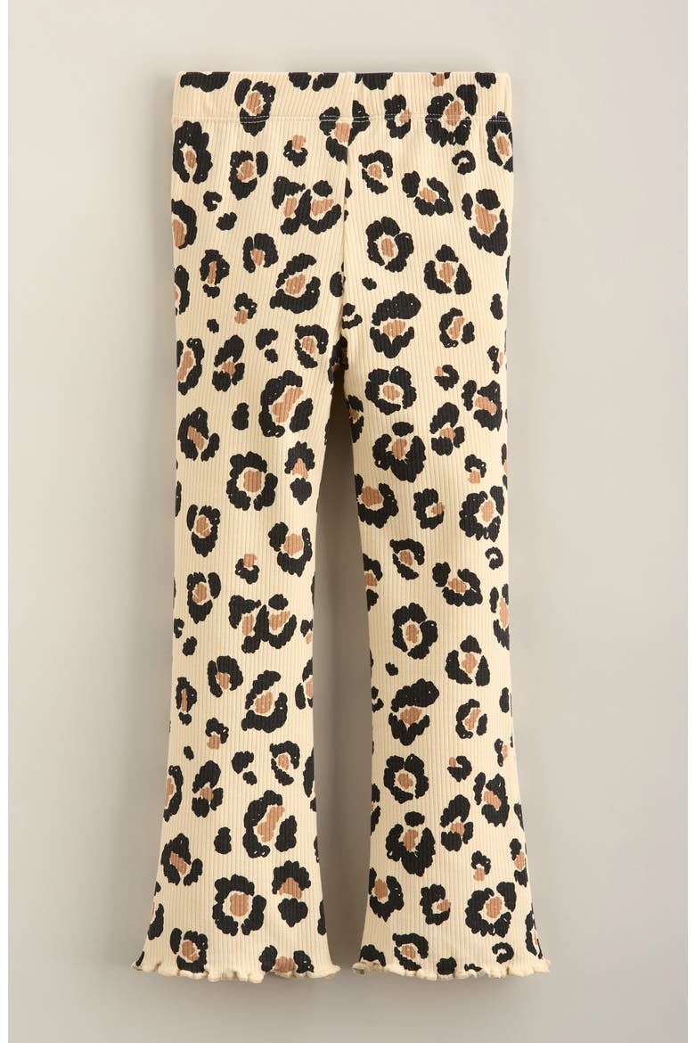 Kids' Rib Print Flare Leggings, Alternate, color, TAN TWINE SKETCHY LEOPARD