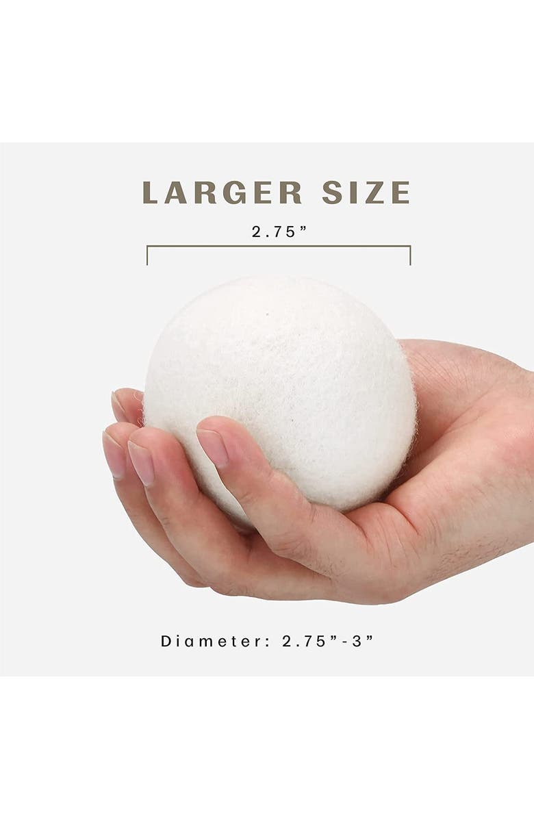 PURSONIC 100% Pure New Zealand Wool Dryer Balls, Alternate, color, White