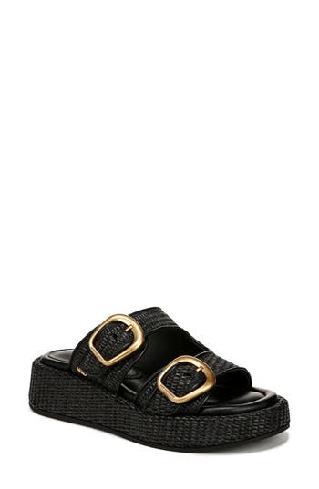 Sam Edelman Nerissa Platform Slide Sandal Black Basketweave In Black