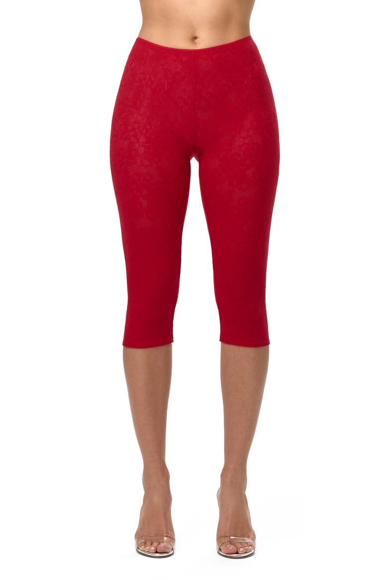 Lace Capri Leggings, Main, color, RUBY RED