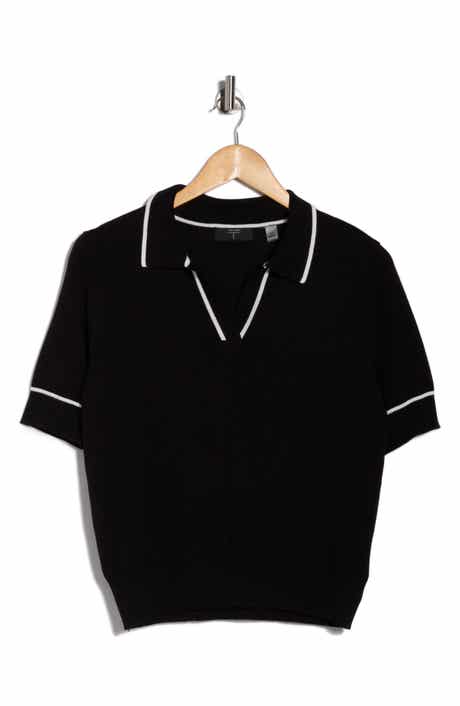 T Tahari Tipped Johnny Collar Polo Sweater