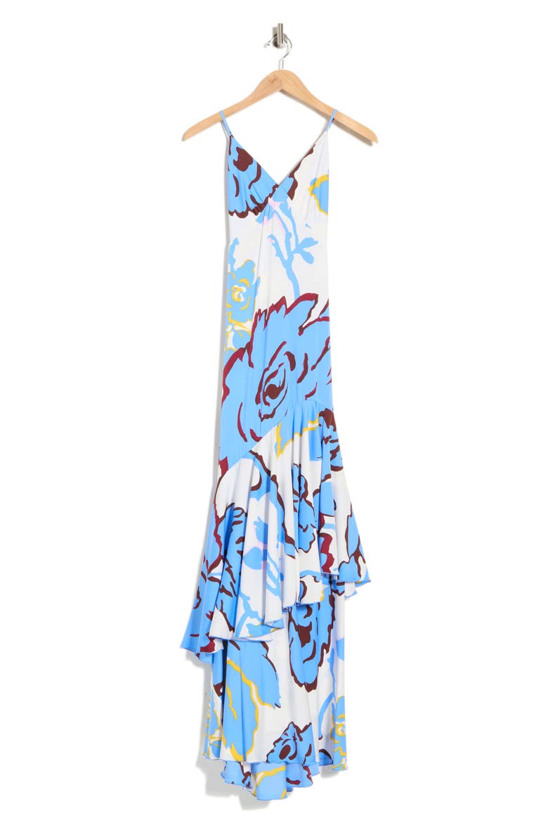 Luisa Floral Ruffle Hem Silk Blend Slipdress, Alternate, color, CHINA VINE LARGE WHITE