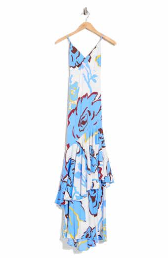 Diane von Furstenberg Luisa Floral Ruffle Hem Silk Blend Slipdress