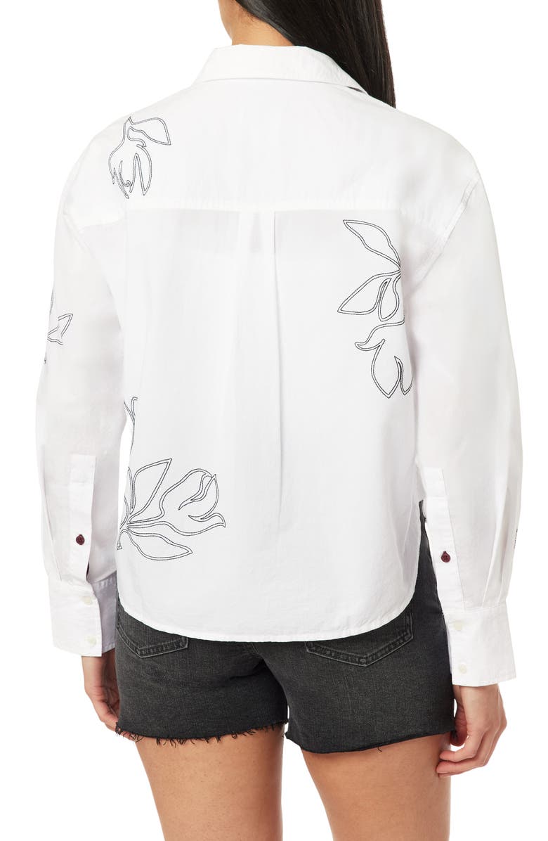 Floral Embroidered Crop Button-Up Shirt