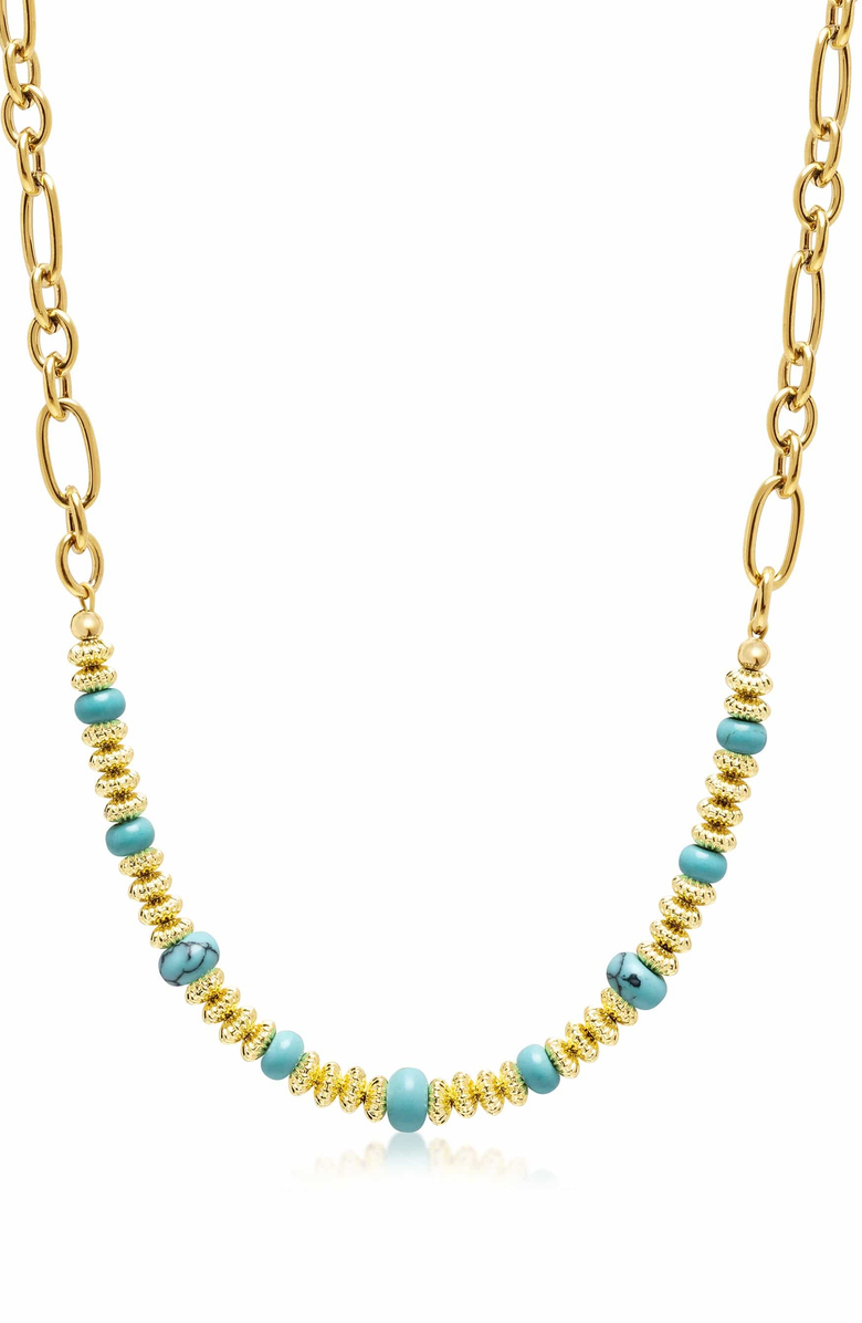 Nialaya Turquoise Chain Choker, Main, color, Gold / Turquoise