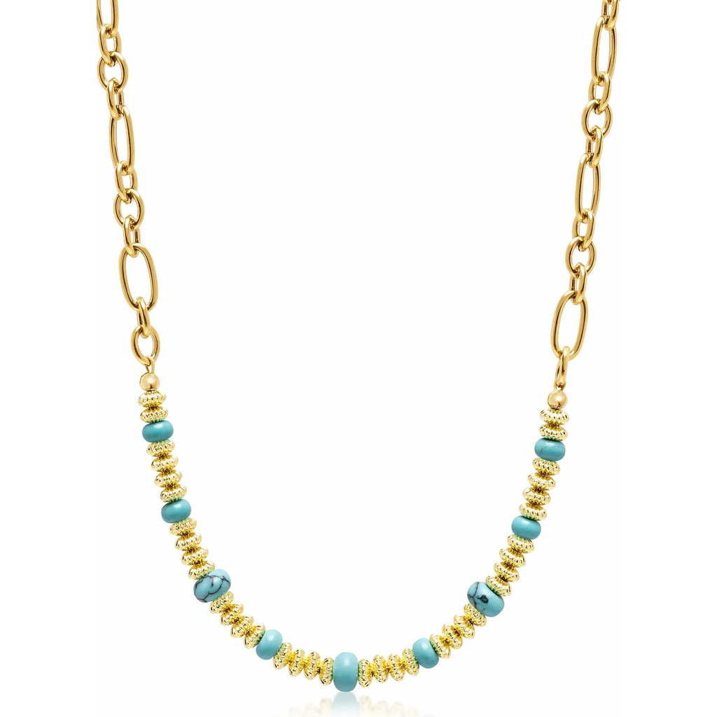 Nialaya Turquoise Chain Choker In Gold