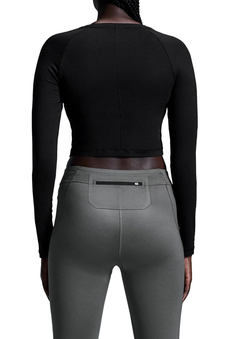 Studio Long Sleeve Crop Top, Alternate, color, BLACK
