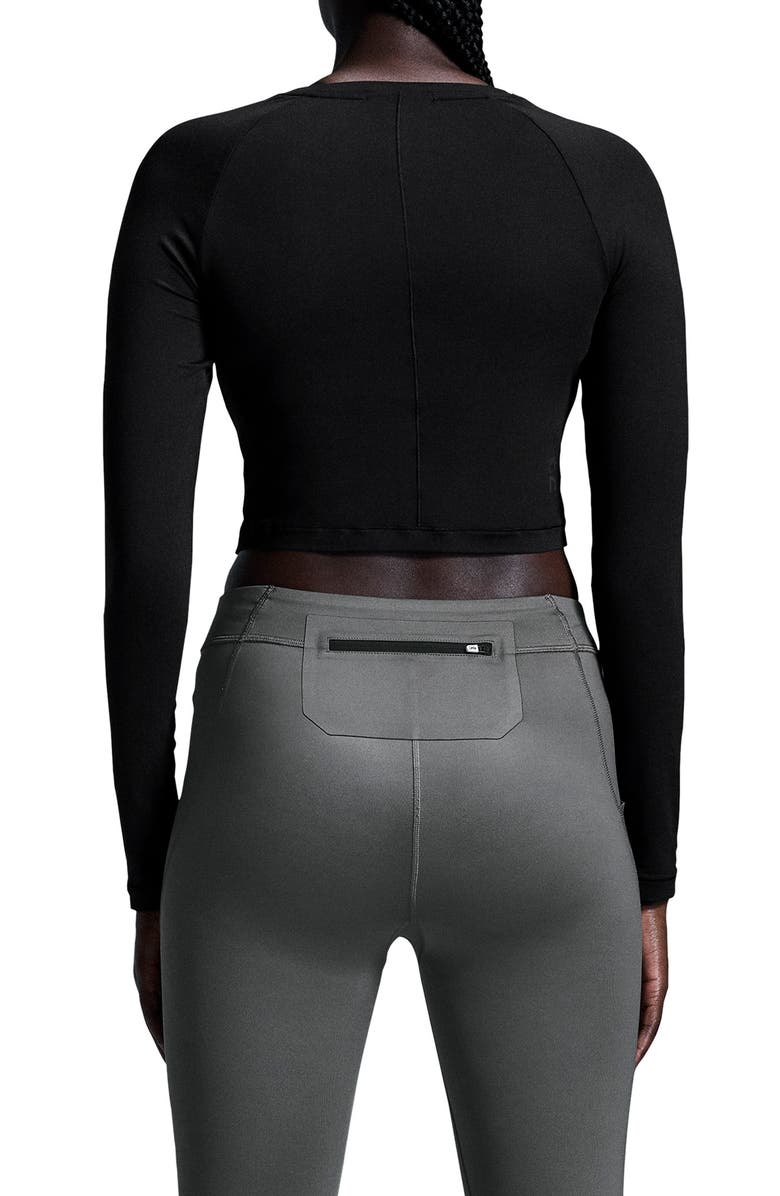 On Studio Long Sleeve Crop Top, Alternate, color, Black