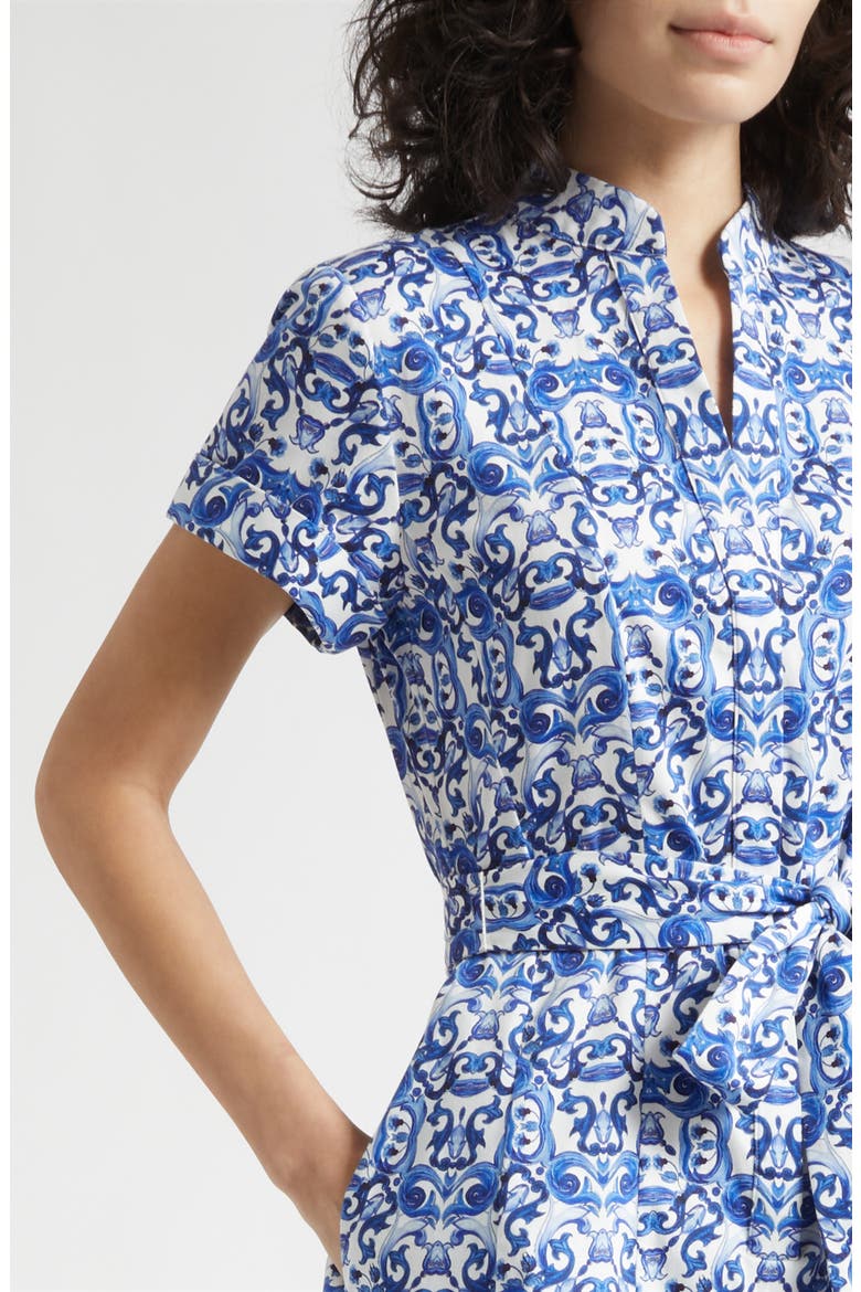 Lucy Baroque Print Belted Stretch Cotton Romper, Alternate, color, SOLSTICE