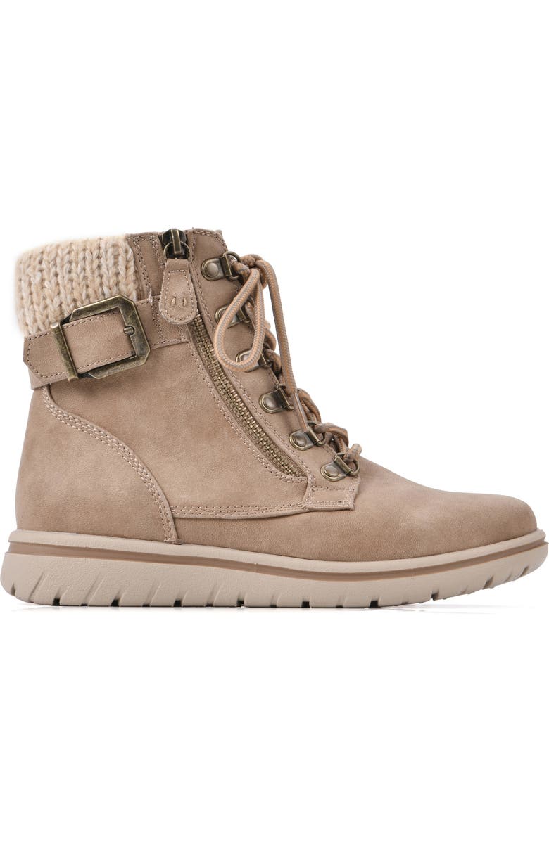 CLIFFS BY WHITE MOUNTAIN Hearty Knit Collar Lace-Up Boot, Alternate, color, Natural/ Fabric/ Sweat