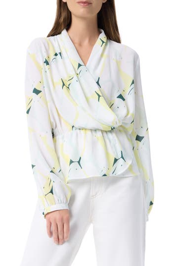 Do By Dee Ocleppo Margot Abstract Print Faux Wrap Peplum Top In White