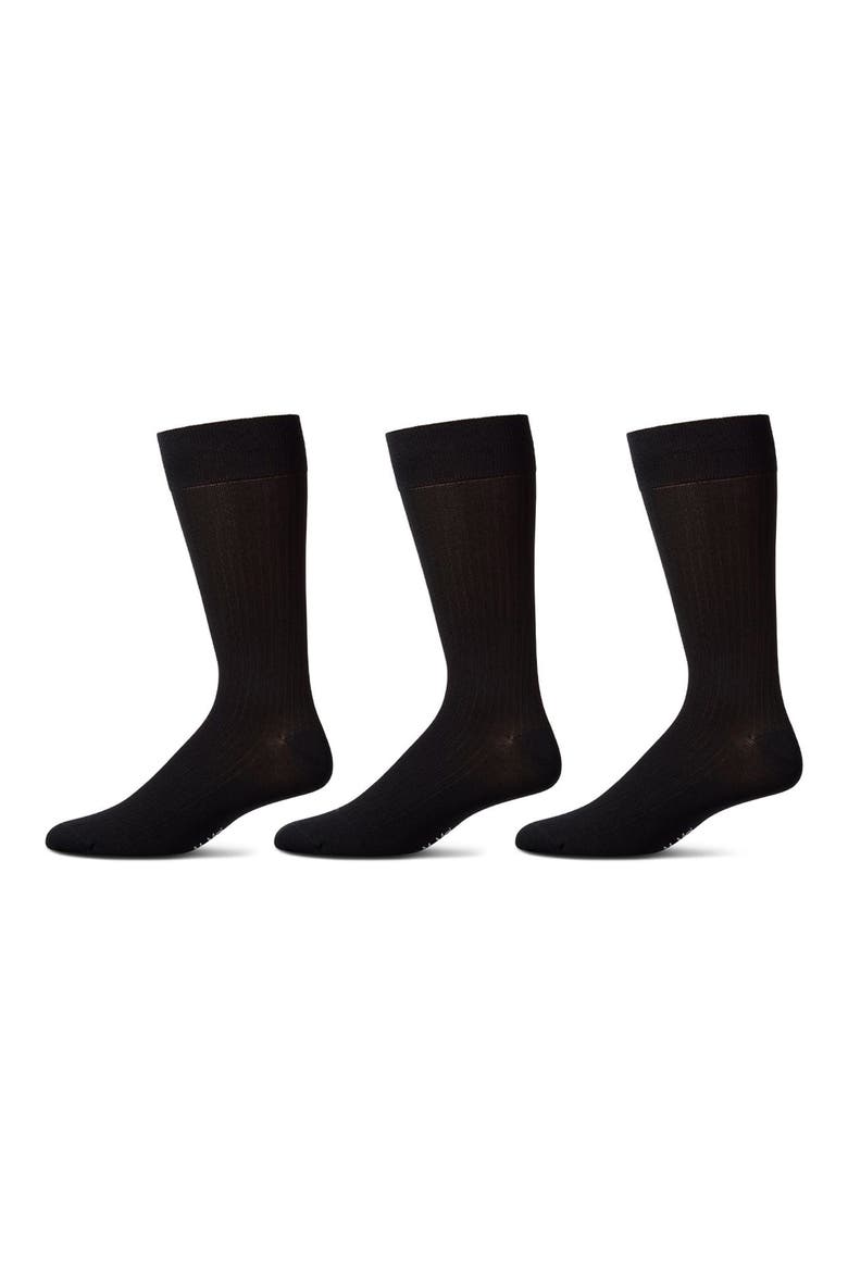 3-Pack Mercerized Cotton Blend Dress Socks, Alternate, color, BLACK