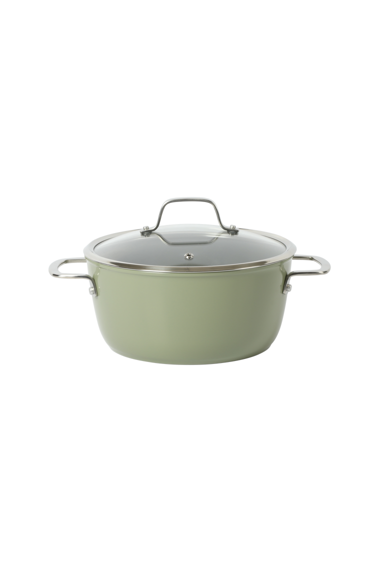 Titanium Ceramic Nonstick Forged Aluminum Cookware Pots & Pans Set with Tempered Glass Lids, Alternate, color, Green