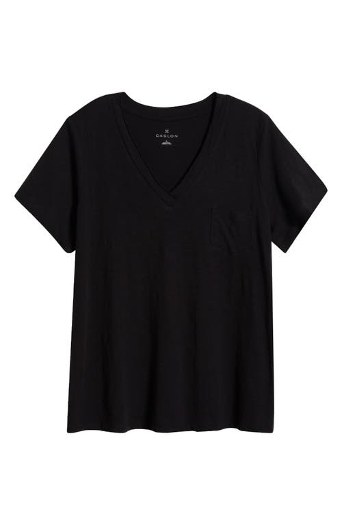 Caslonr Caslon(r) Short Sleeve Cotton & Modal V-neck Pocket T-shirt In Black