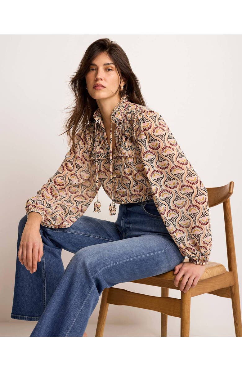 MINT VELVET Floral Print Ruffle Blouse, Alternate, color, Brown