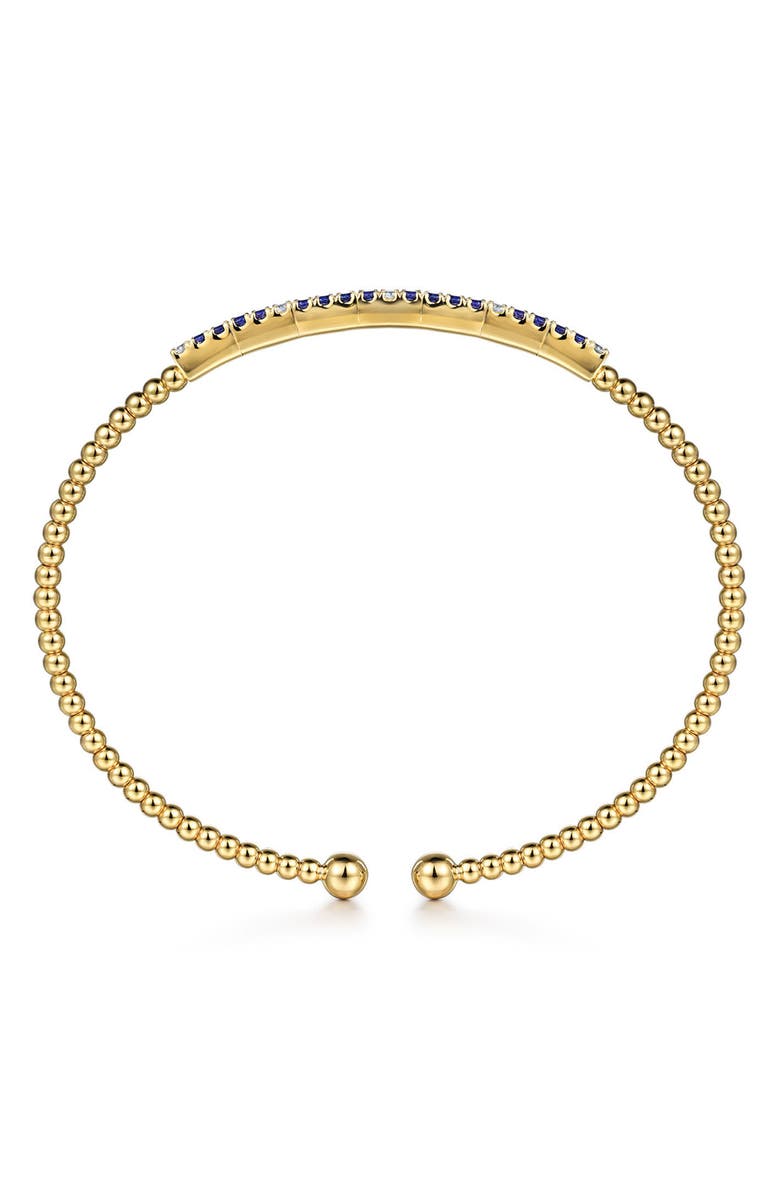 Gabriel & Co. Bujukan Sapphire & Diamond Beaded Cuff Bracelet, Alternate, color, Gold