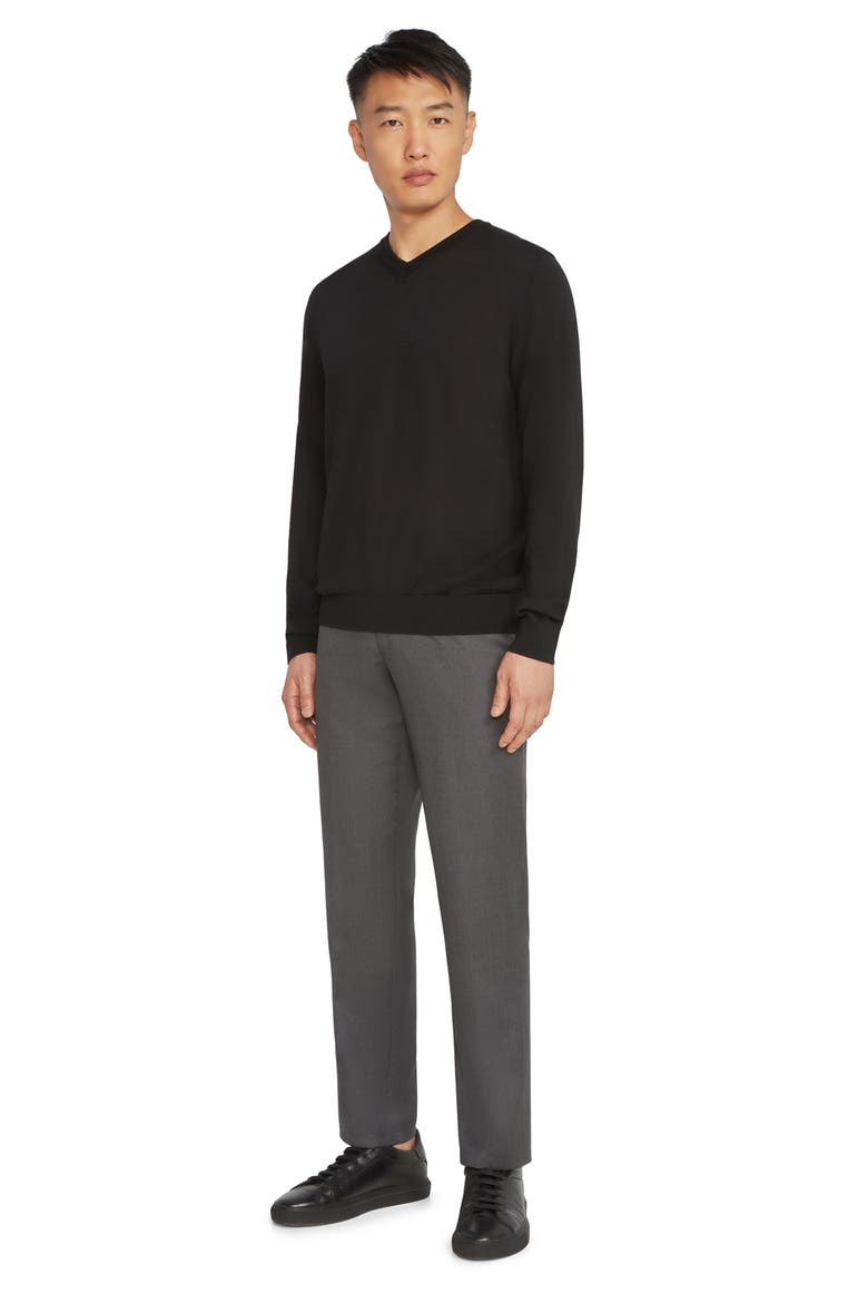 V-Neck Wool Blend Sweater, Alternate, color, BLACK