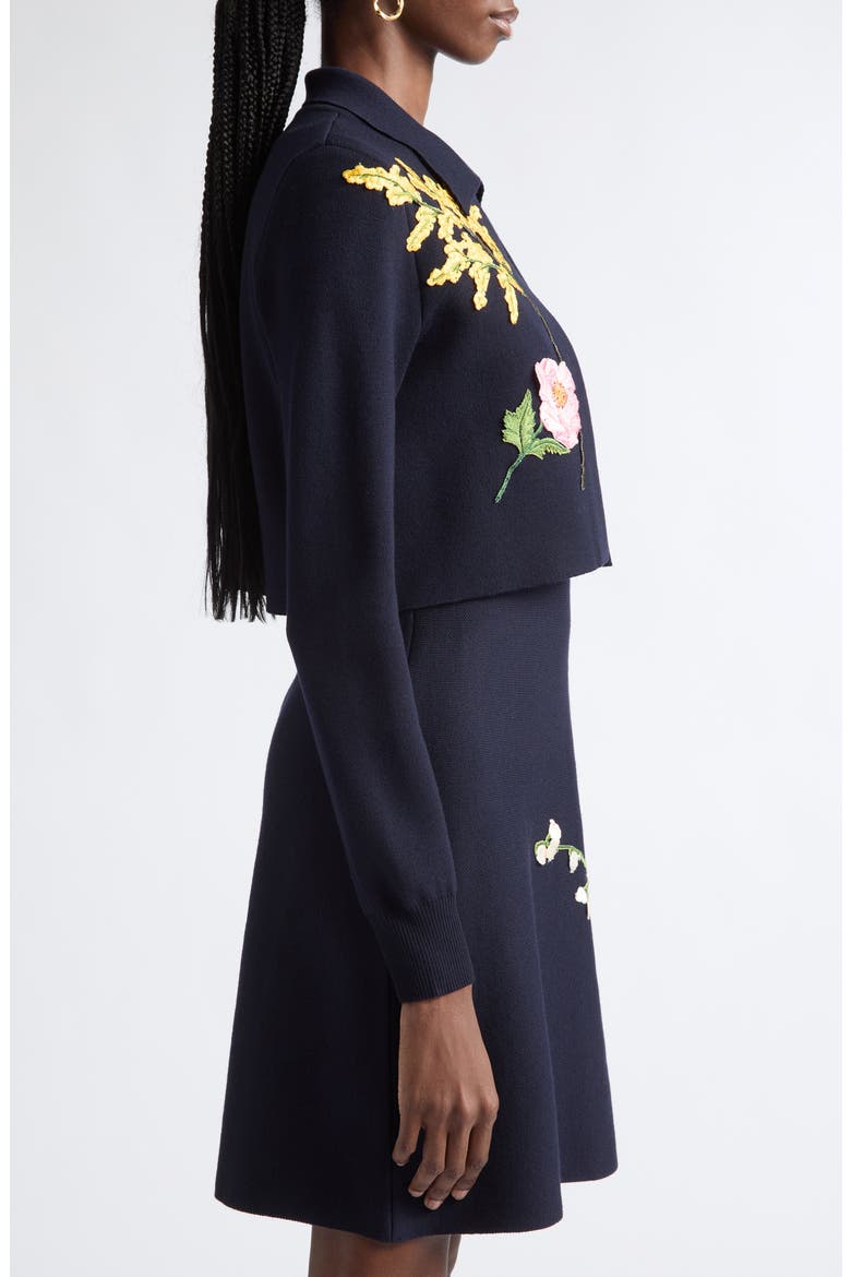 Mixed Botanical Crop Wool Blend Jacket, Alternate, color, NAVY