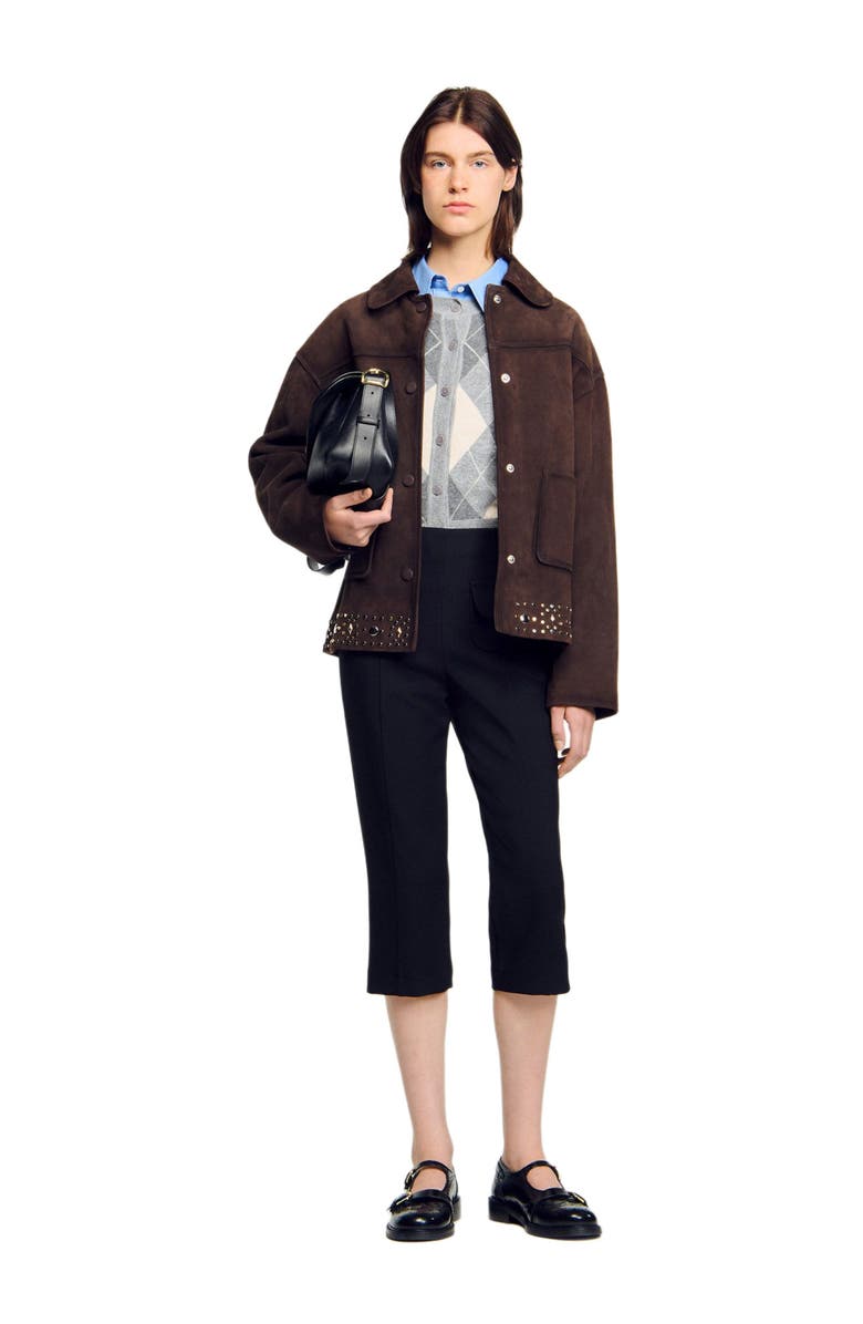 SANDRO Capri trousers, Alternate, color, Black