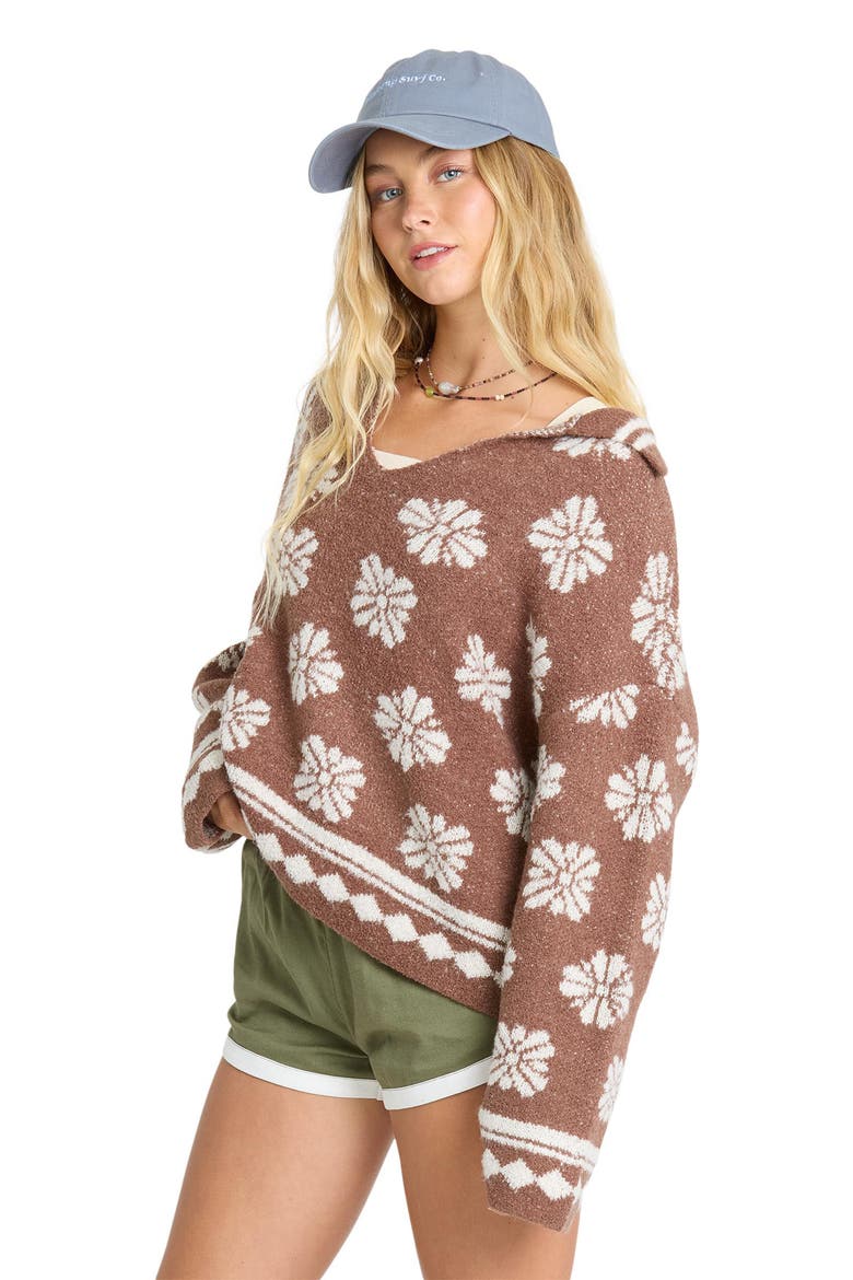 Early Days Oversize Intarsia Floral Sweater, Alternate, color, ESPRESSO