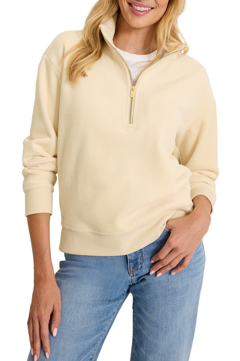 Cozy Cord Half Zip Sweatshirt, Main, color, VANILLA LATTE