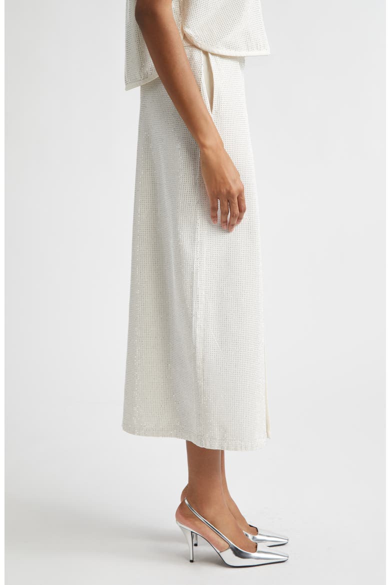 Studded Twill Midi Skirt, Alternate, color, OFF WHITE