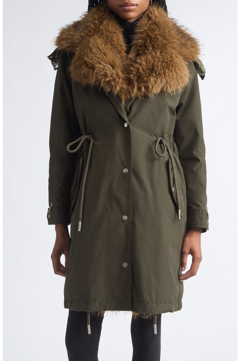 Halicte Down Parka with Removable Faux Fur Lining, Main, color, GREEN