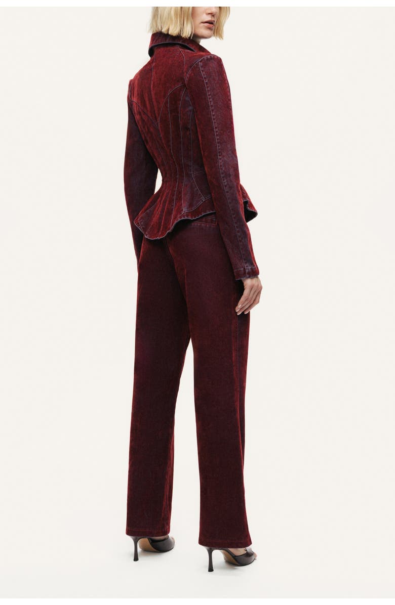 Nocturne Velvet Corset-Seamed Peplum Jacket, Alternate, color, Burgundy
