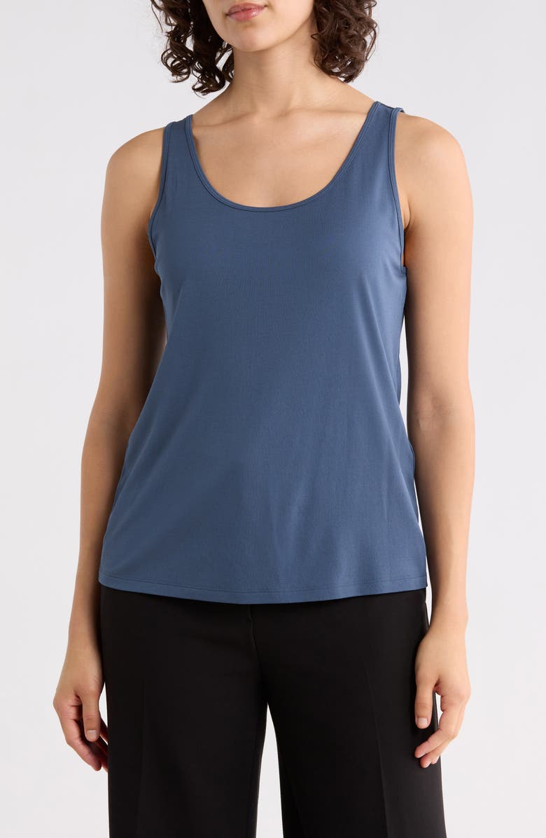 Eileen Fisher Slim Fit Scoop Neck Silk Tank, Main, color, Eclipse