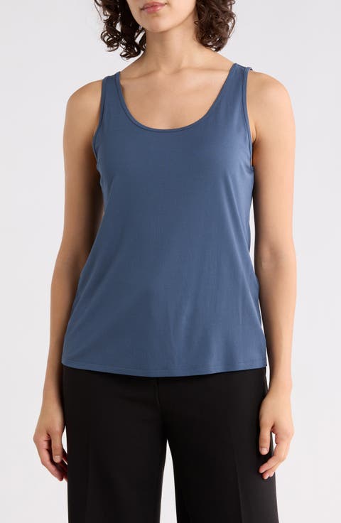 Slim Fit Scoop Neck Silk Tank