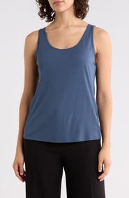 Eileen Fisher Slim Fit Scoop Neck Silk Tank
