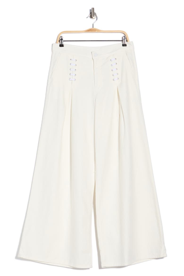 The Undercover Laced-up High Waist Wide Leg Jeans, Alternate, color, WHITE