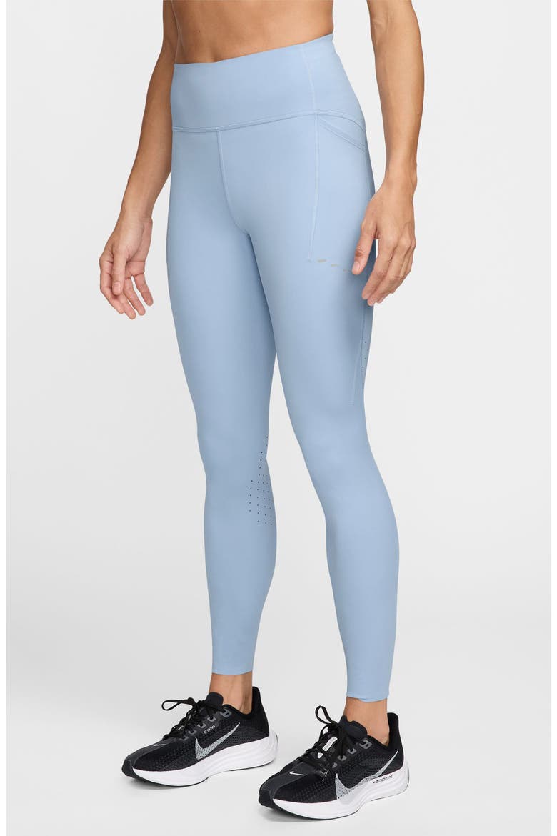 Swift High-Waisted Pocket 7/8 Running Leggings, Main, color, HYDROGEN BLUE/ REFLECTIVE SILV