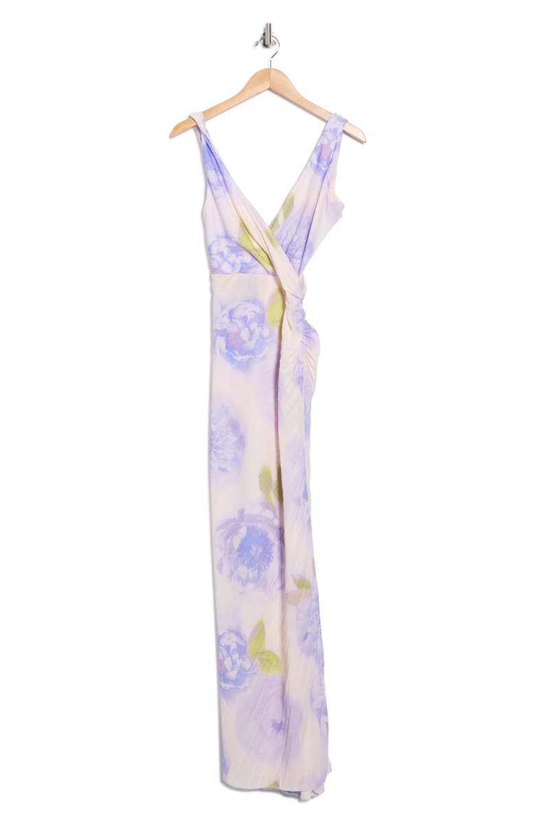 ASOS DESIGN Twist Shoulder Maxi Dress, Alternate, color, Light Purple Multi