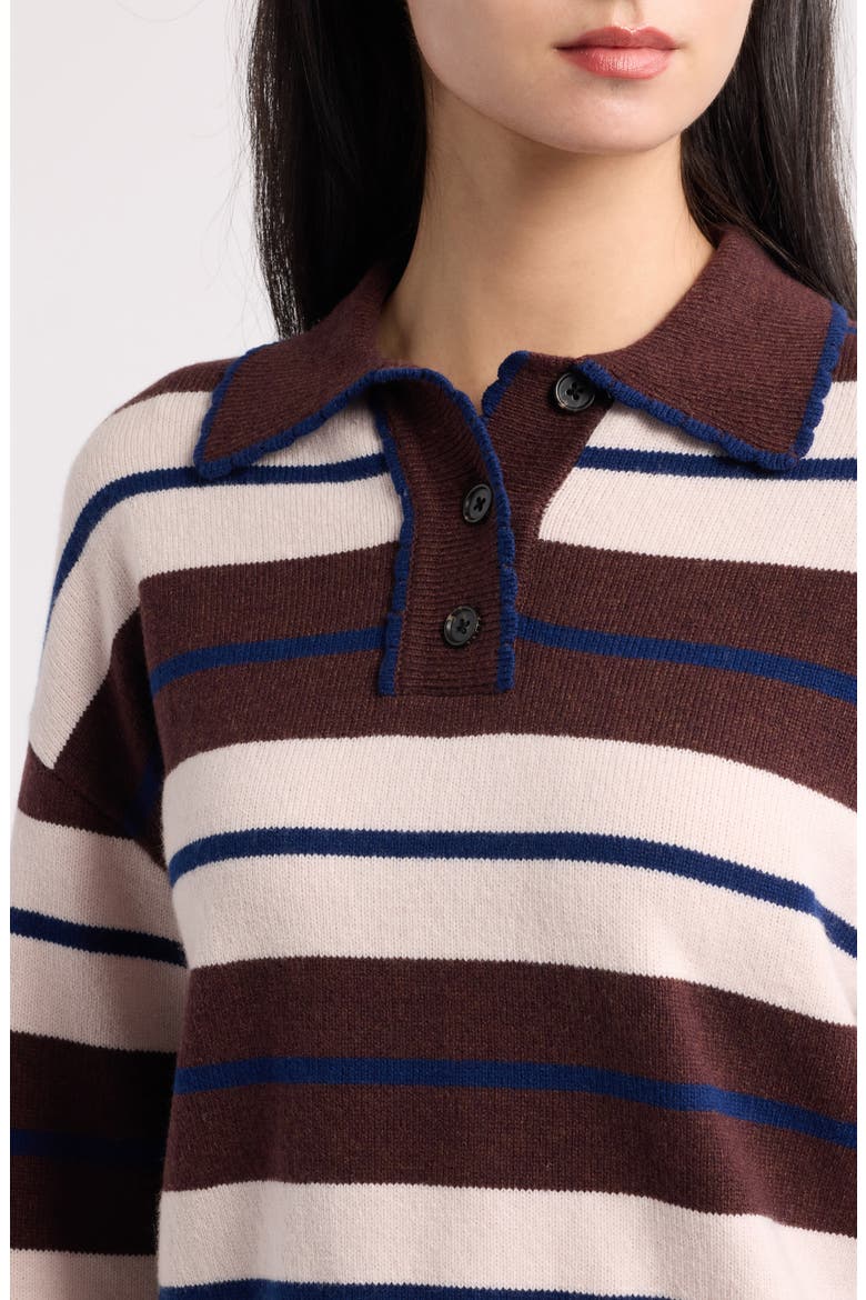 Delora Stripe Polo, Alternate, color, MULBERRY COBALT