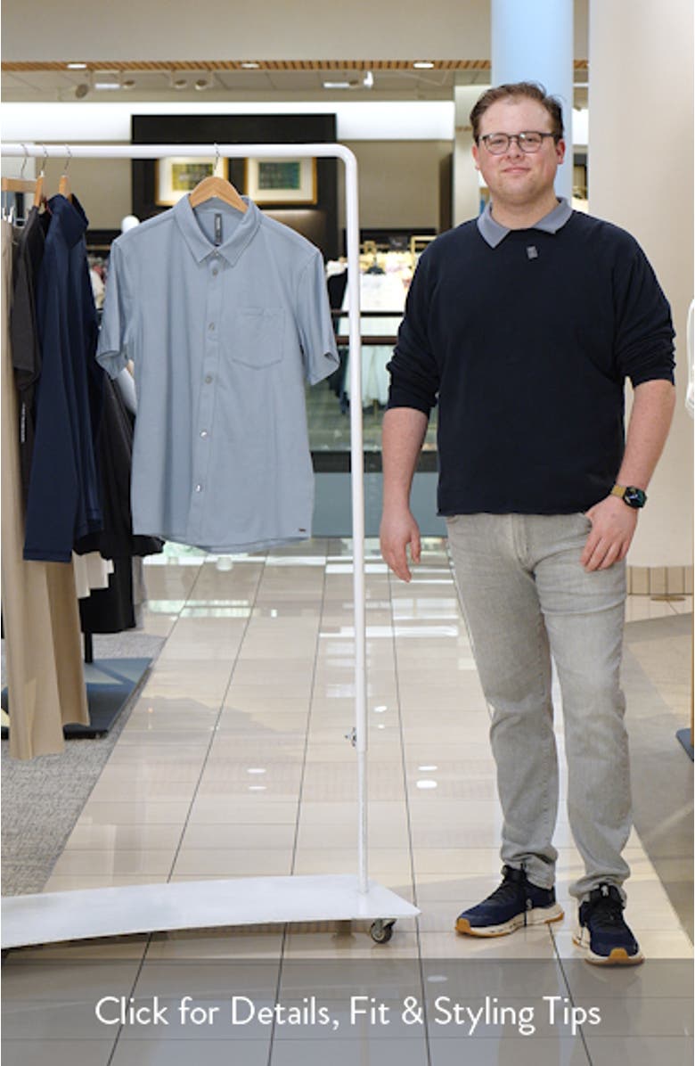 Oxford Knit Short Sleeve Button-Up Shirt, sales video thumbnail