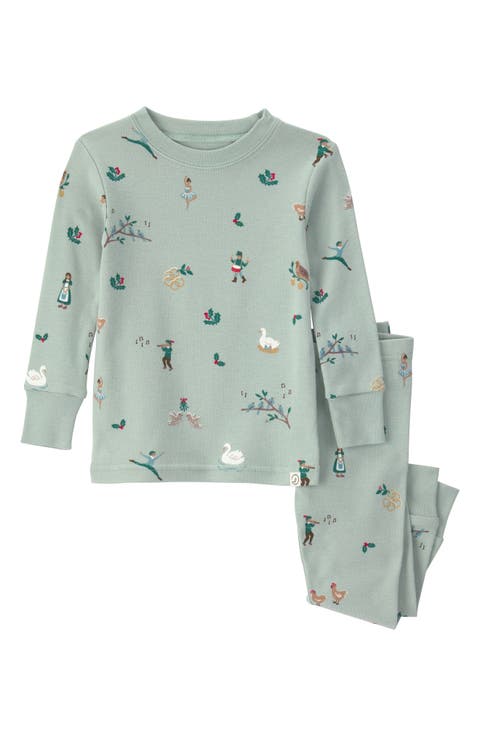 Print Fitted Organic Cotton Two-Piece Pajamas