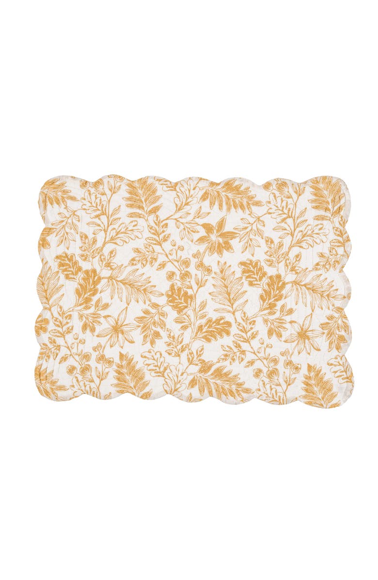 C&F Home Everview Gold 100% Cotton Set of 6 Cloth Placemats 13" x 19", Main, color, Yellow
