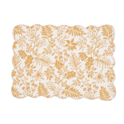 Everview Gold 100% Cotton Set of 6 Cloth Placemats 13" x 19"