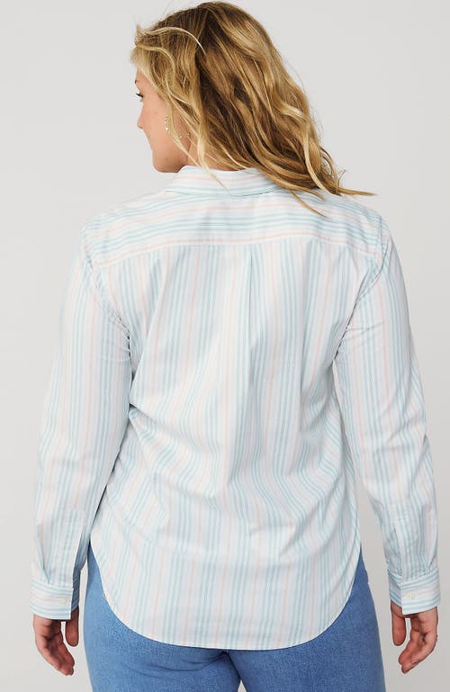 Lands' End Cooling Button Front Shirt In Blue