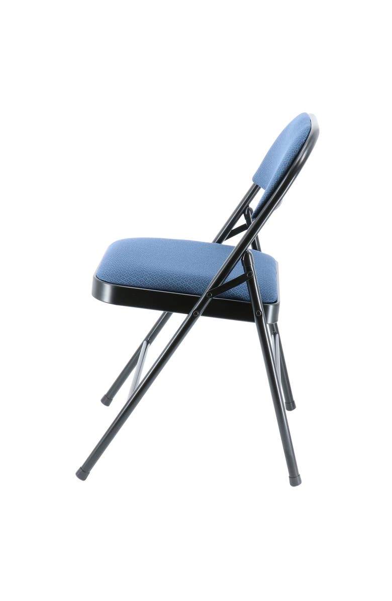 Elama 4 Piece Metal Folding Chair with Padded Seats, Alternate, color, Dark Blue